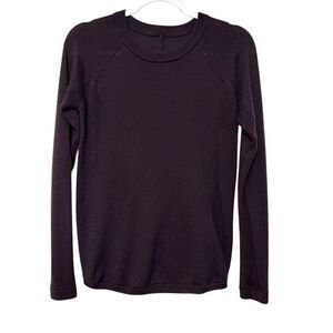 Lululemon Simply‎ Wool Sweater Women's 4 Black Cherry Sweat Wicking Breathable